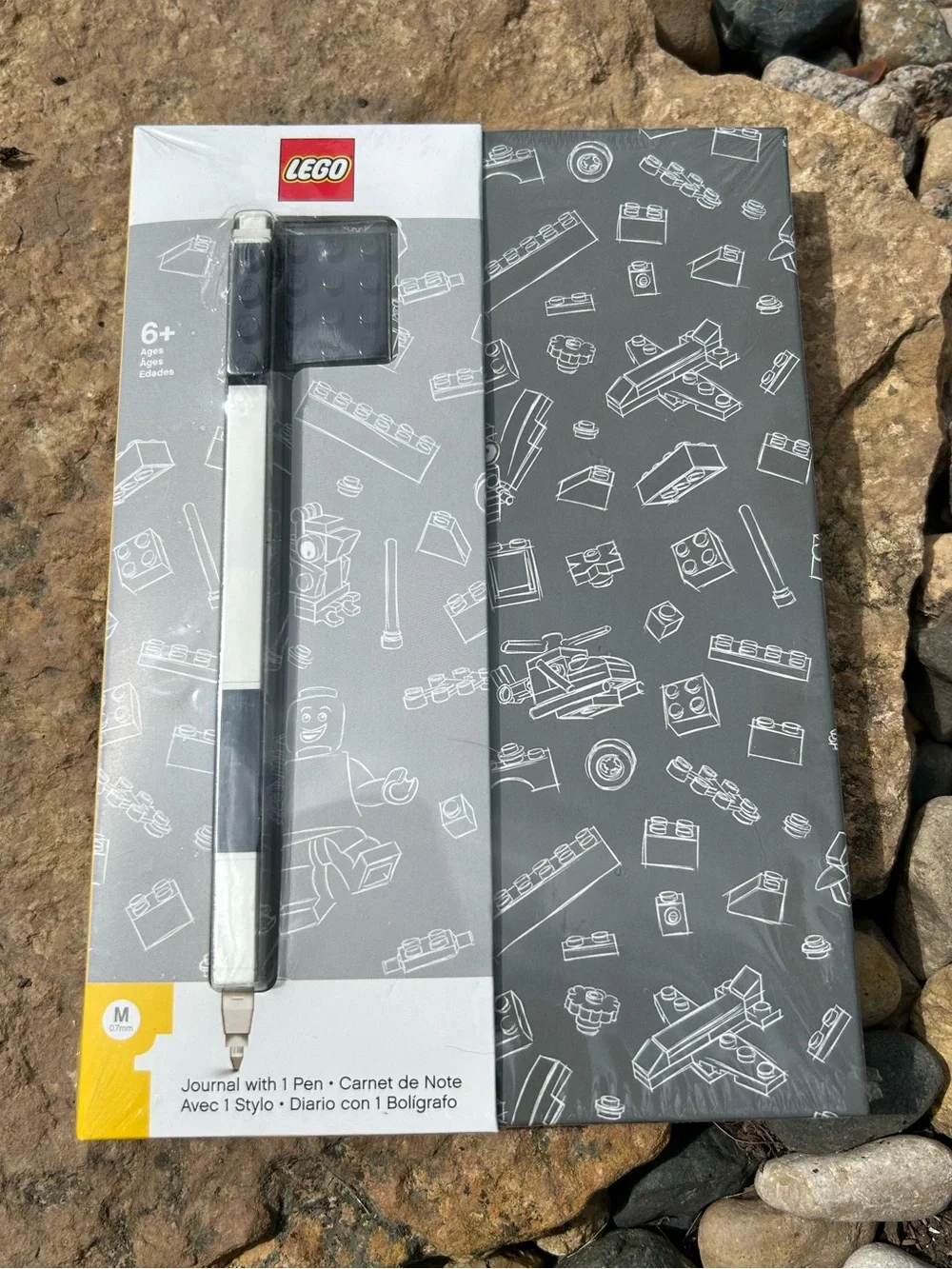 LEGO Gray and White Journal with Black Pen and Flat LEGO Plate New in packaging.